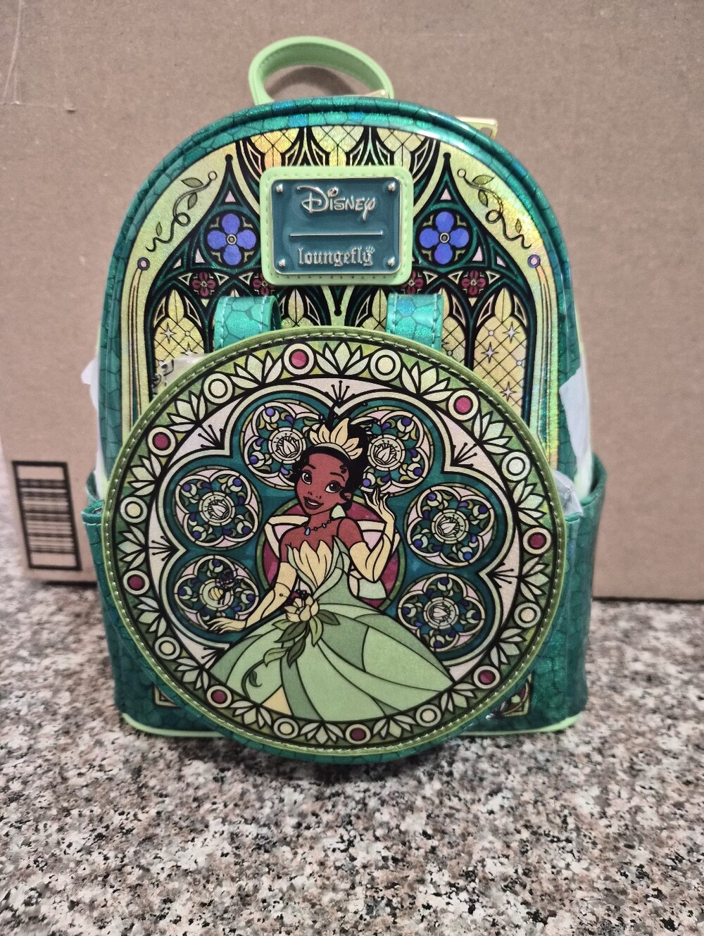 Disney Loungefly Stainglass Tiana Mini Backpack - Green